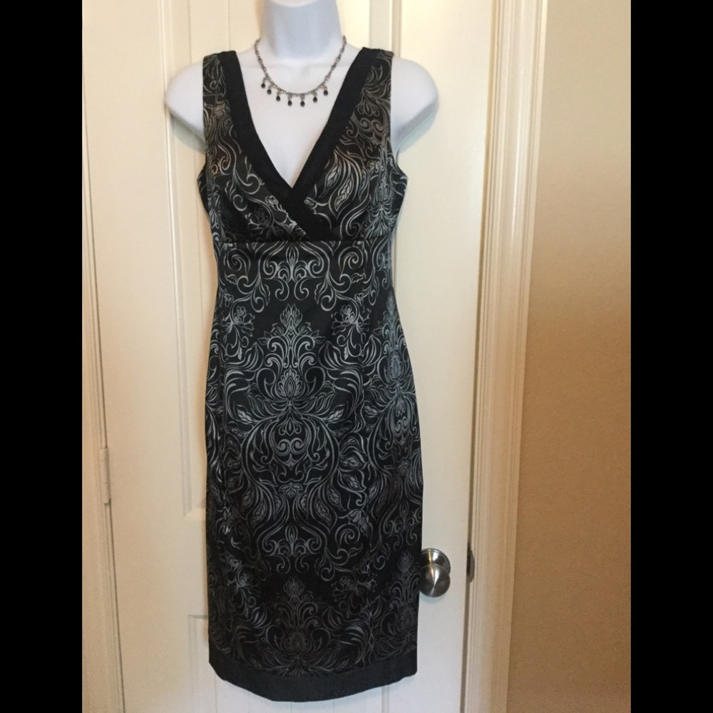 Floral Black Silver Cocktail Dress